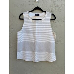 Piazza Sempione Womens Striped Preppy Classic Minimalist Sleeveless Blouse